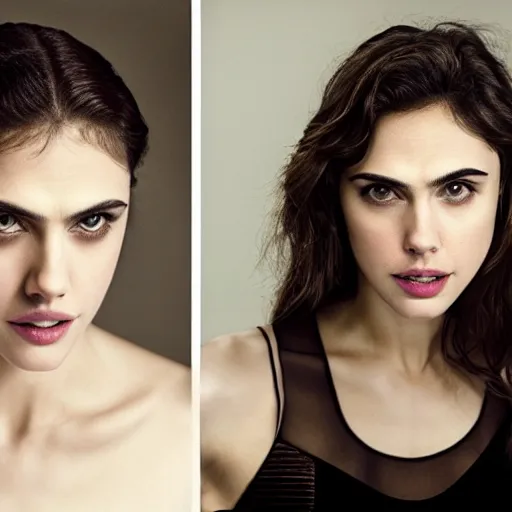 Image similar to portrait of alexandra daddario and gal gadot hybrid by mario testino, headshot, detailed, award winning, sony a 7 r