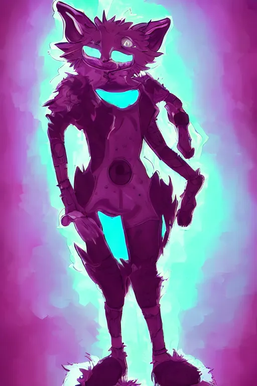 Image similar to a cyberpunk anthropomorphic fox with a fluffy tail, comic art, trending on furaffinity, cartoon, kawaii, backlighting, furry art!!!, neon, concept art