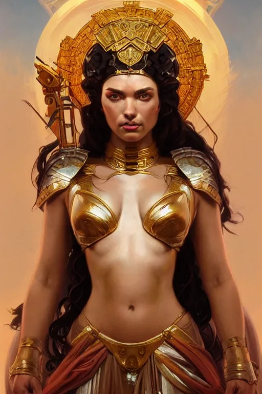 Image similar to The angry Godess Hera, portrait, highly detailed, digital painting, artstation, concept art, smooth, detailed armor, sharp focus, beautiful face, symmetric face, cinematic, videogame cover art, illustration, fantasy, art by Artgerm and Greg Rutkowski and Alphonse Mucha