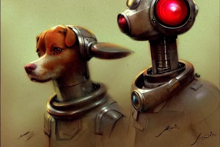 Image similar to adventurer ( ( ( ( ( 1 9 5 0 s retro future robot android dog. muted colors. ) ) ) ) ) by jean baptiste monge!!!!!!!!!!!!!!!!!!!!!!!!! chrome red