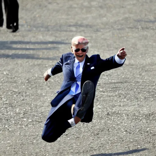 Prompt: joe biden falling again, panasonic photo