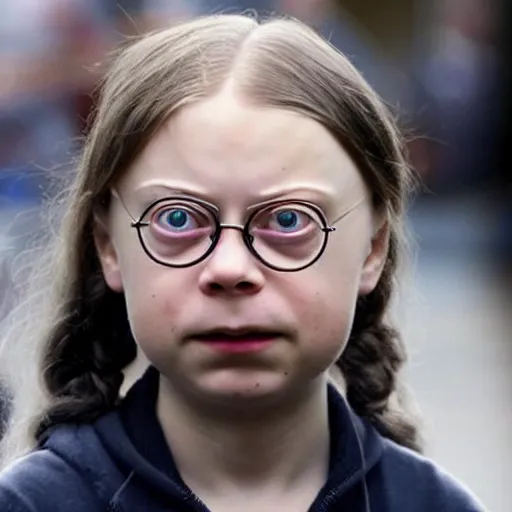 Prompt: a mix between greta thunberg and steve buscemi,