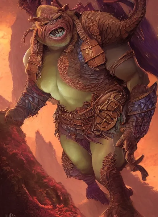 Prompt: female ogre, ultra detailed fantasy, dndbeyond, bright, colourful, realistic, dnd character portrait, full body, pathfinder, pinterest, art by ralph horsley, dnd, rpg, lotr game design fanart by concept art, behance hd, artstation, deviantart, hdr render in unreal engine 5