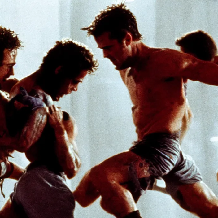 Prompt: mel gibson getting beat up in the movie fight club, 4 k