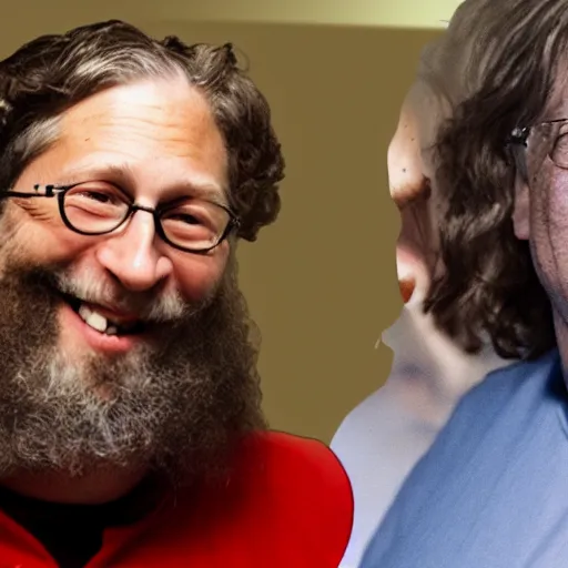 Image similar to photo of richard stallman punching bill gates, photography, realistic, realism