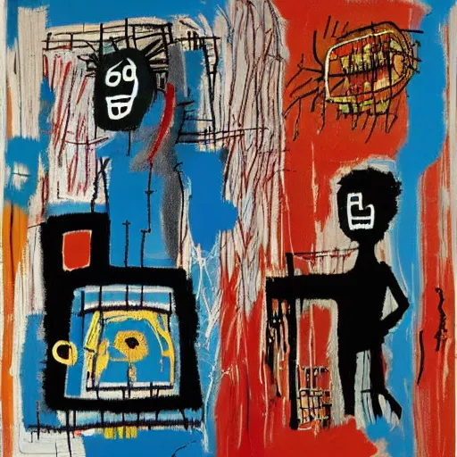 Prompt: a portrait of the weight of the world on your shoulders by jean - michel basquiat