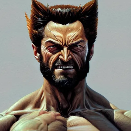 Image similar to very detailed masterpiece painting of wolverine from x - men : the animated series ( 1 9 9 2 ), portrait, artstation, concept art by greg rutkowski