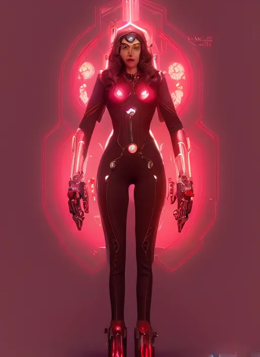 Image similar to scarlet witch in overwatch, naturel, hyper detailed, digital art, trending in artstation, cinematic lighting, studio quality, smooth render, unreal engine 5 rendered, octane rendered, art style by klimt and nixeu and ian sprigger and wlop and krenz cushart.