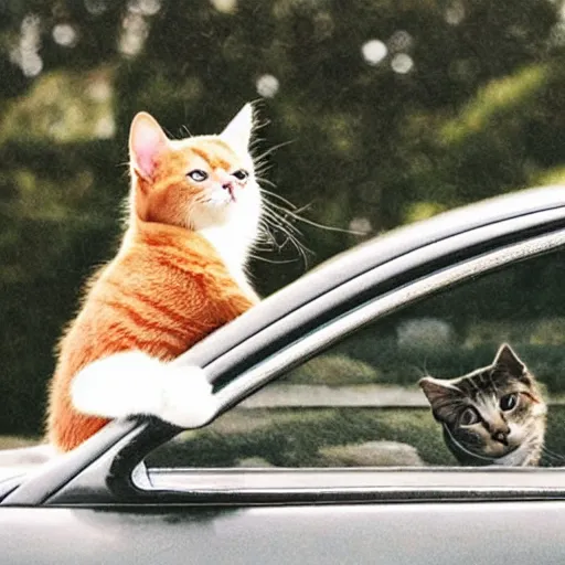 Image similar to cat driving a car