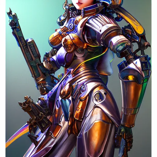 Image similar to studio portrait of lawful good colorful female holy mecha paladin absurdly beautiful, elegant, young sensual graceful woman, ultrafine hyperrealistic detailed face illustration by kim jung gi, irakli nadar, intricate linework, sharp focus, bright colors, matte, octopath traveler, final fantasy, unreal engine highly rendered, global illumination, radiant light, intricate environment