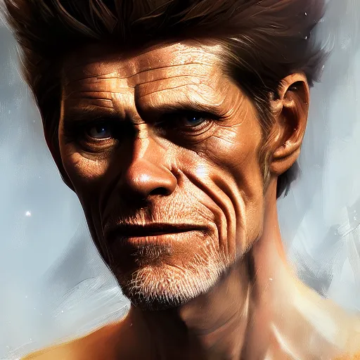 Prompt: willem dafoe, ultra high detailed, oil painting, greg rutkowski, charlie bowater, yuumei, yanjun cheng, unreal 5, daz, hyperrealistic, octane render, rpg portrait, dynamic lighting