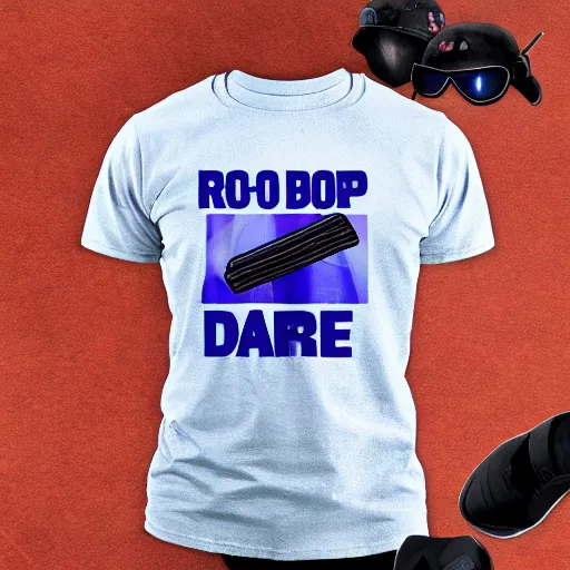 Image similar to robocop wearing d. a. r. e to resist drugs and violence shirt