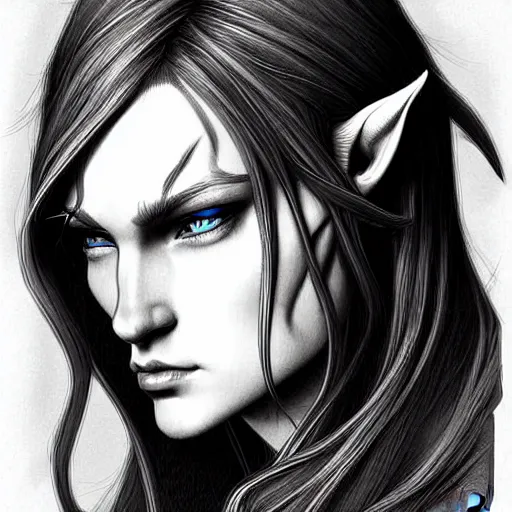 Prompt: digital art, centered head and shoulders of a elven ,intricate, veins, by James Jean and by artgerm , ultradetailed, charachter design, concept art, trending on artstation,