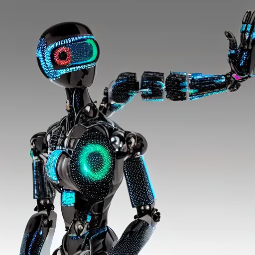 Image similar to biometric humanoid robot, intricate detail, cyber and mechanical