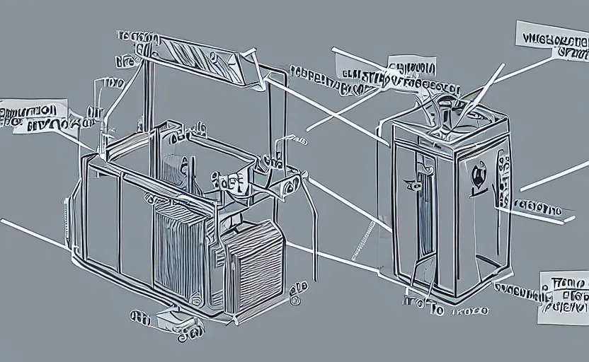 Prompt: A diagram of a teleportation machine