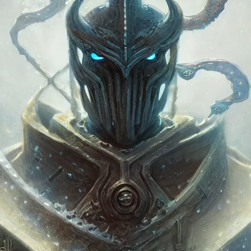 Image similar to the eldritch void knight as a realistic d & d fantasy knight, closeup portrait art by donato giancola and greg rutkowski, vintage retro scifi, realistic face, digital art, trending on artstation, symmetry!!