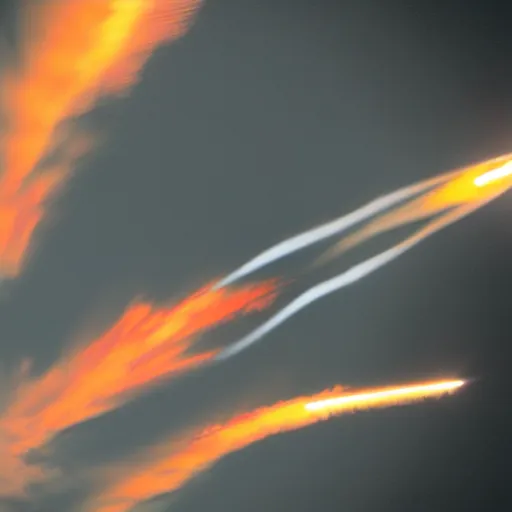 Prompt: cinematic areal shot of a fighter jet exploding from the energy wave