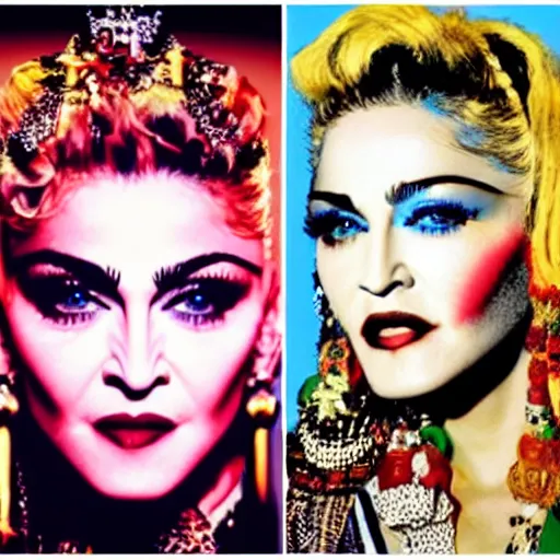 Image similar to madonna face colors with morocco flag colors