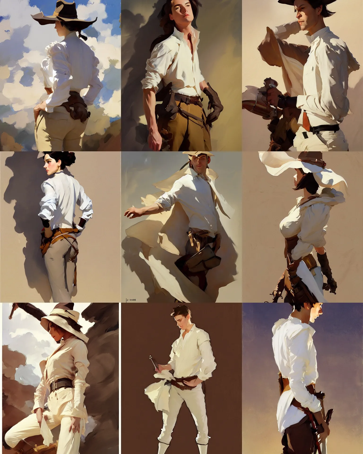 Image similar to white brown cloth fabric jodhpurs greg manchess painting by sargent and leyendecker, studio ghibli, fantasy, medium shot, asymmetrical, intricate, elegant, matte painting, illustration, hearthstone, by greg rutkowski, by greg tocchini, by james gilleard, by joe fenton