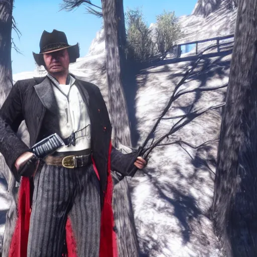 Image similar to Viktor Yushchenko as The American Psycho in Red Dead Redemption 2