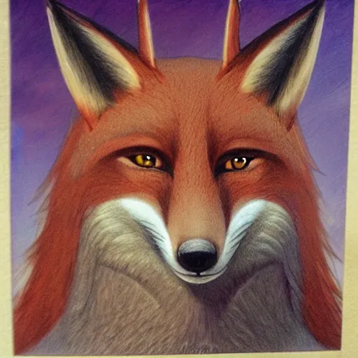 Image similar to An anthropomorphic fox wizard, highly detailed, sharp focus, D&D portrait, Neverwinter Nights