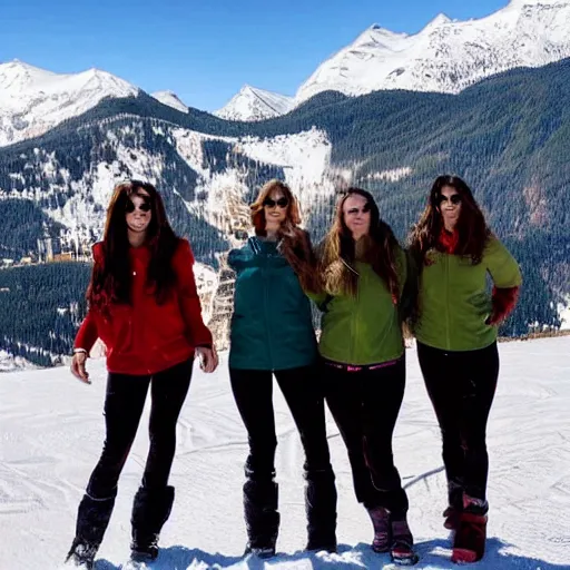 Prompt: pretty canadian girls standing in the mountains