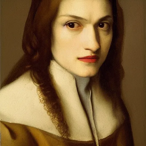 Prompt: portrait of rachel weisz by johannes vermeer, baroque, delft, uplifting, intricate, highly detailed, oil painting
