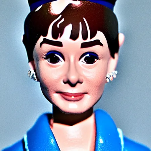 Image similar to audrey hepburn cos play king george iii, stop motion vinyl action figure, plastic, toy, butcher billy style