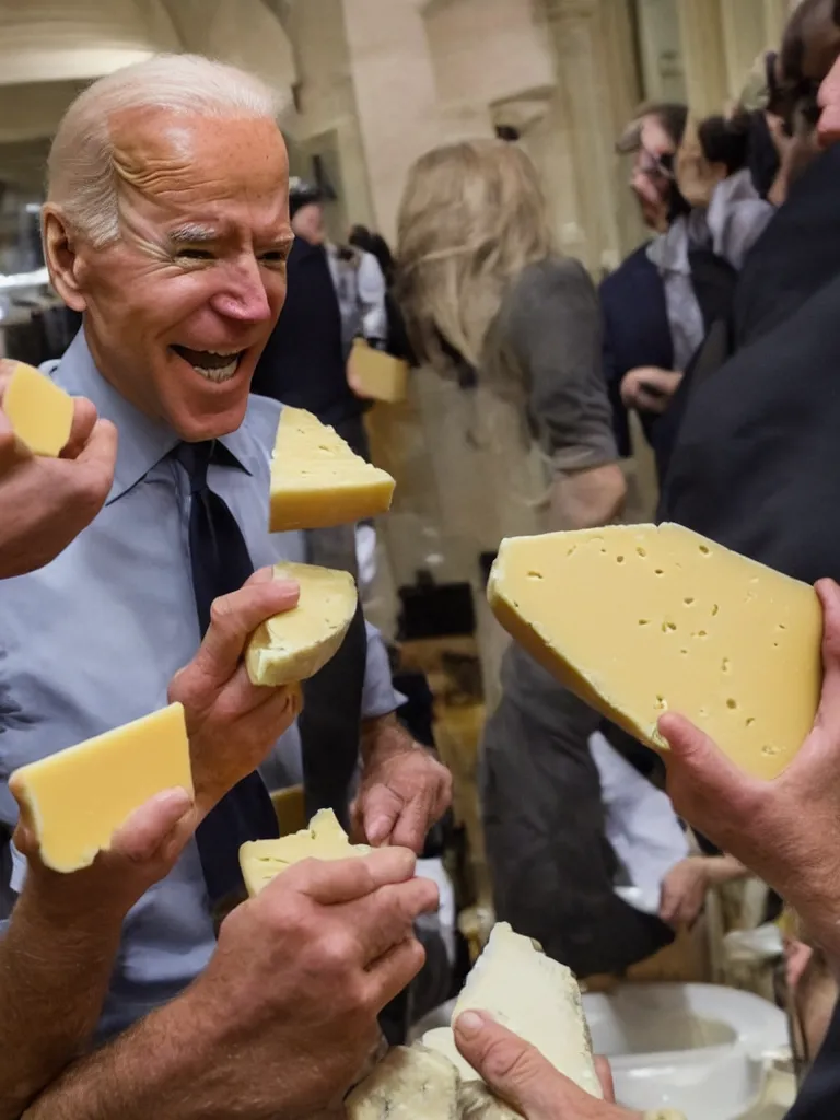 Image similar to Joe Biden eating cheese in a bathtub