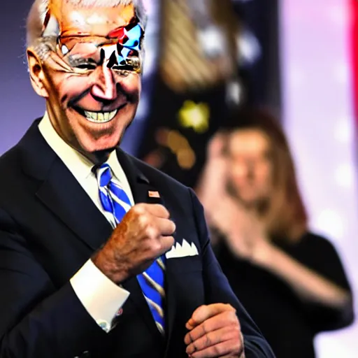 Image similar to smiling joe biden with glowing eyes