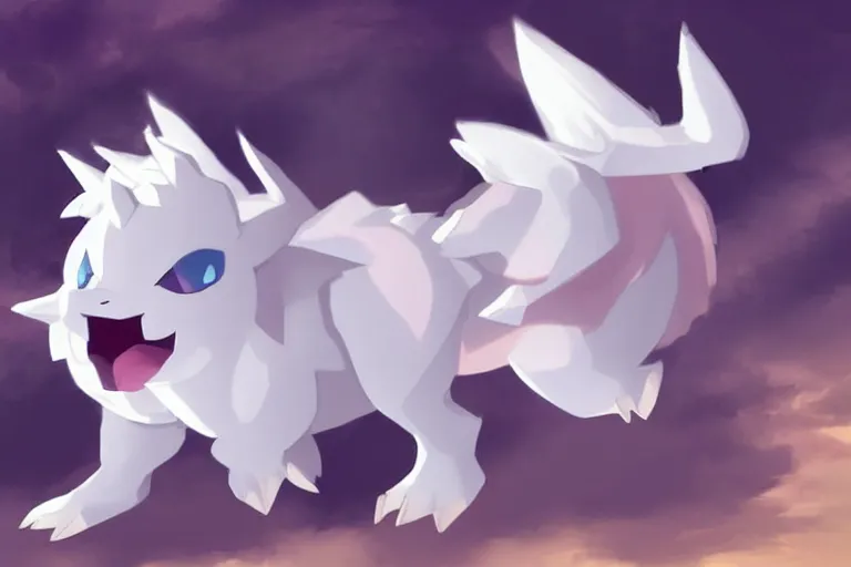 Image similar to real life absol pokemon, cute!!!, heroic!!!, adorable!!!, playful!!!, fluffly!!!, happy!!!, cheeky!!!, mischievous!!!, ultra realistic!!!, autumn, clear weather, ( golden hour ), sharp focus