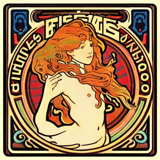 Image similar to a square enamel pin of a fire flames blaze label art by alphonse mucha, smooth curves, behance