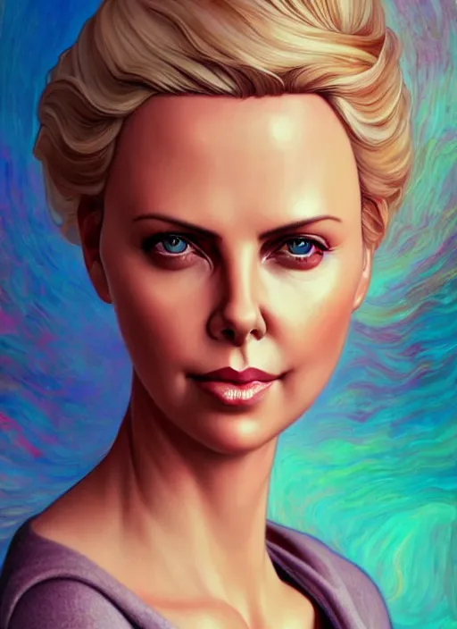 Prompt: charlize theron as a barbie doll, path traced, highly detailed, high quality, digital painting, alena aenami, lilia alvarado, shinji aramaki, karol bak, alphonse mucha, tom bagshaw