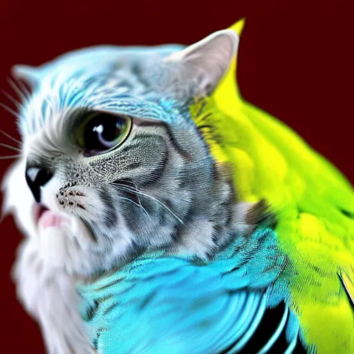 Image similar to a feline budgerigar - cat - hybrid, animal photography