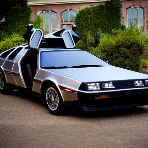 Prompt: a delorean batmobile