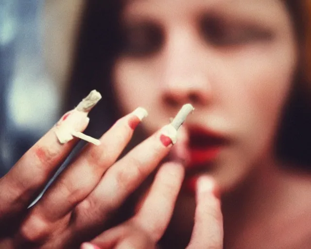 Image similar to a lomographic photo of woman hand with cigarette