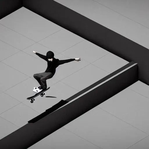 Image similar to skateboarding with friends doing varial flips, in the style of artgerm, Ryoji Ikeda, Riyoko Ikeda, 3d render, artstation trending, 8k, octane render, photorealistic, sharp detail, black and white