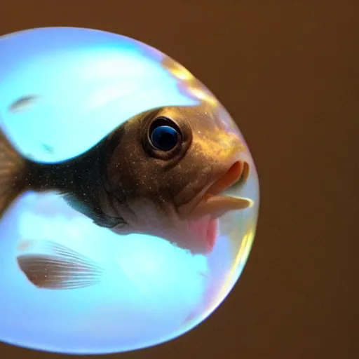 Image similar to a blowfish insode a soap bubble