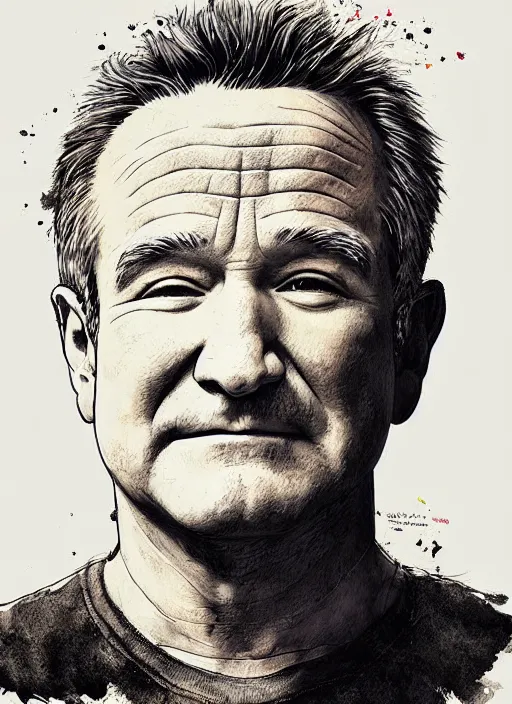 Image similar to portrait, Robin Williams, watercolor, dramatic lighting, cinematic, establishing shot, extremly high detail, foto realistic, cinematic lighting, pen and ink, intricate line drawings, by Yoshitaka Amano, Ruan Jia, Kentaro Miura, Artgerm, post processed, concept art, artstation, matte painting, style by eddie mendoza, raphael lacoste, alex ross