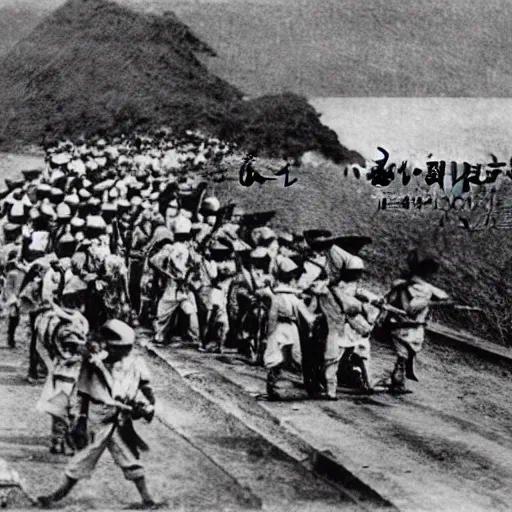 Prompt: japanese invasion of taepei, historical photo, realistic