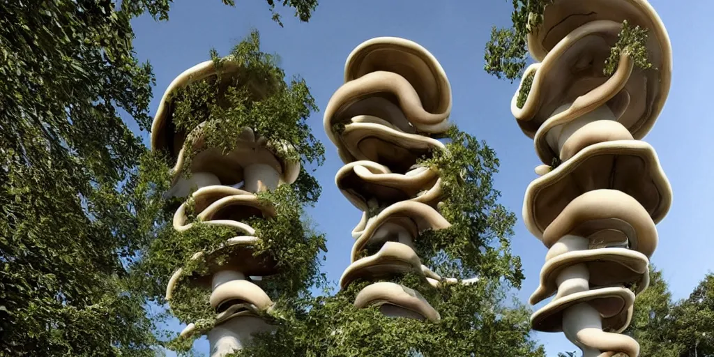 Image similar to sinuous mushroom tower residence