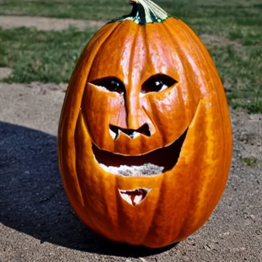 Image similar to gourd carved to look like the face of amber heard