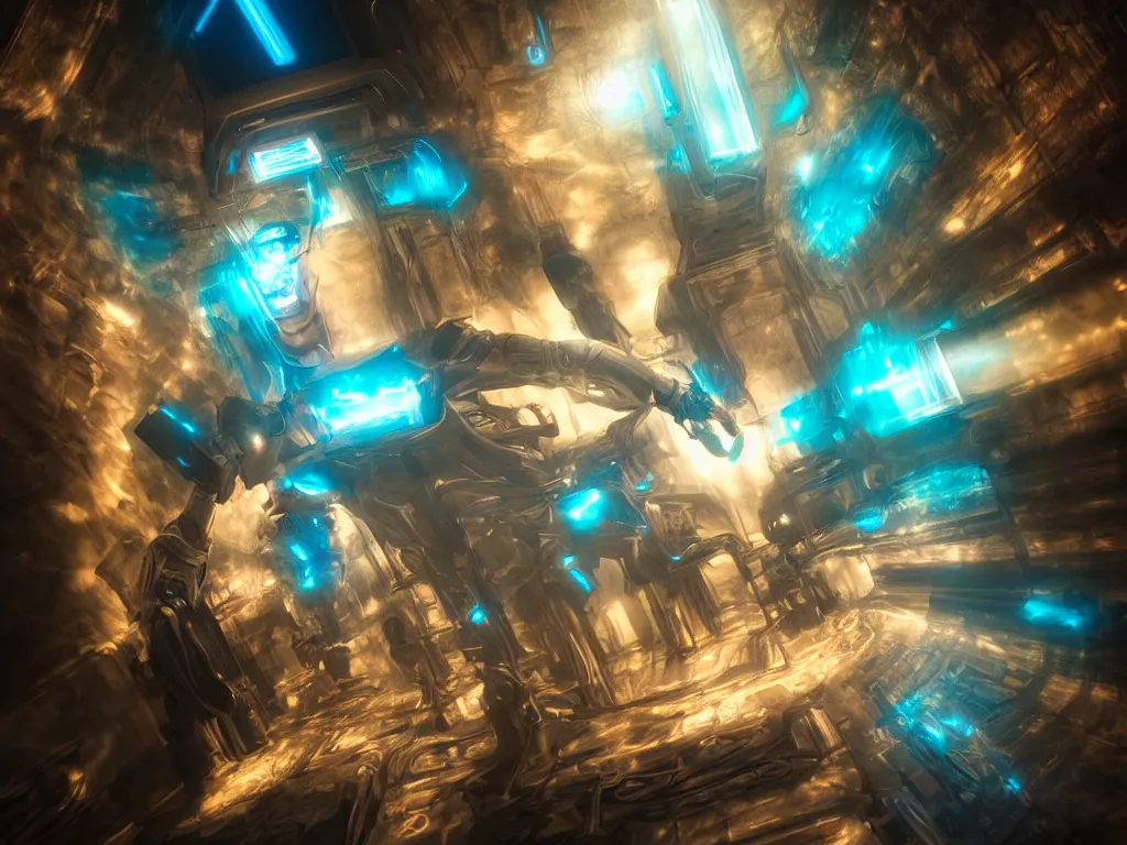 Image similar to cinematic shot epic fractal halls of creativity, walls of large moving images, hyper realistic, mood lighting, fantasy, detailed people creating beautiful diverse large holographic art, highly detailed, super realistic, point of view of visor wearer, air hands painting art in the air!, perfect lighting pixel sorting