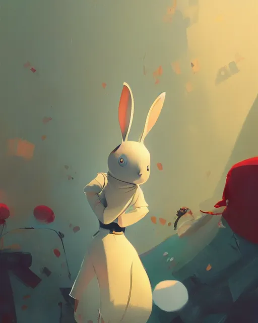 Image similar to the white rabbit, cory loftis, james gilleard, atey ghailan, goro fujita, character art, exquisite lighting, very coherent, plain background, lighthearted, soft painting