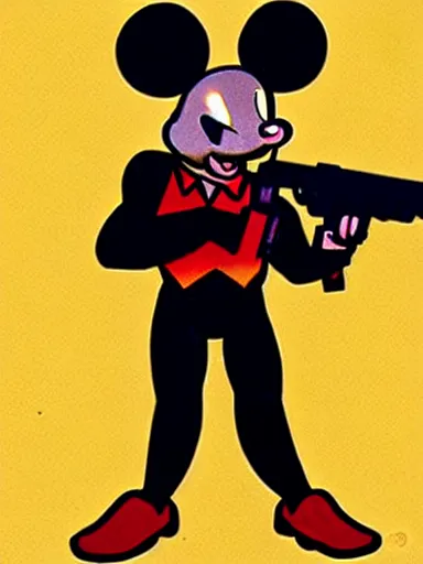 Image similar to an anthropomorphic mouse holding two guns, art by frank miller