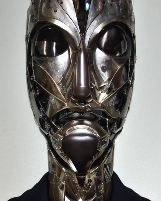 Image similar to a beautiful cyborg made of christian ceremonial maske