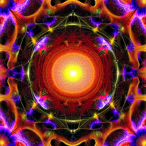 Image similar to inside of a black hole, fractal patterns,