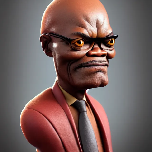 Prompt: bizarre fruit figurine that looks just like samuel l jackson by naoto hattori 8 k, beautiful intricate painting, hyper realistic, octane render