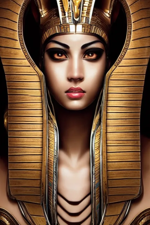 Image similar to a highly detailed beautiful portrait of a egyptian god with facial expression / emotion : fear in the style of artgerm.