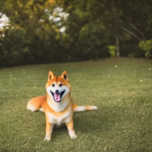 Prompt: professional photograph of handsome male happy smiling shiba inu